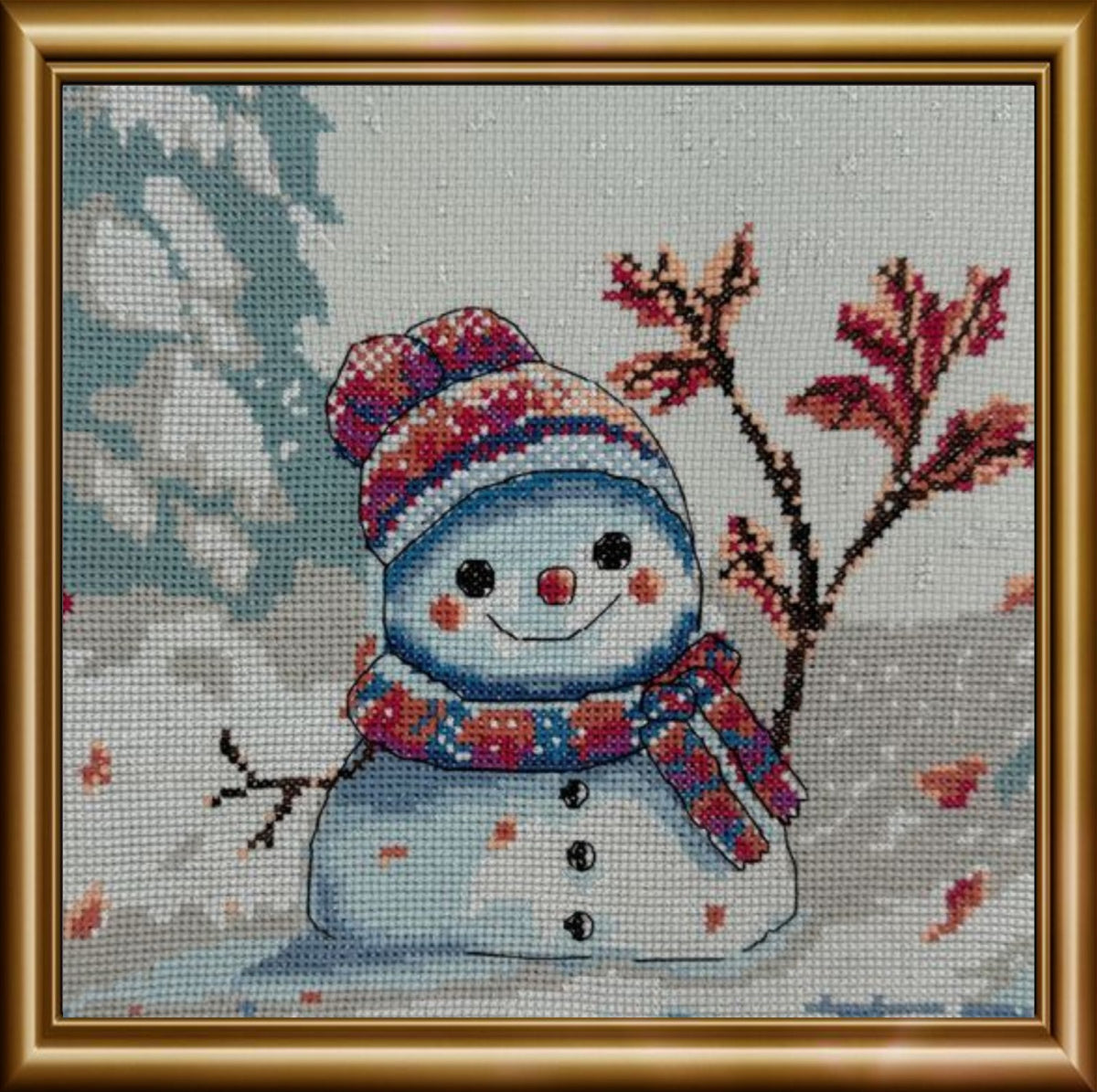 Aine Winter Cross Stitch Kit - 7.75x7.75 Inch Counted Embroidery For Beginners & Advanced