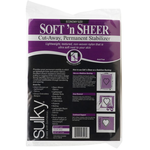 Sulky Soft 'n Sheer Stabilizer - White - 20'' x 3 yd. Pkg