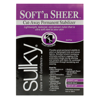 Sulky Soft 'n Sheer Stabilizer - Black - 20'' x 1 yd. Pkg