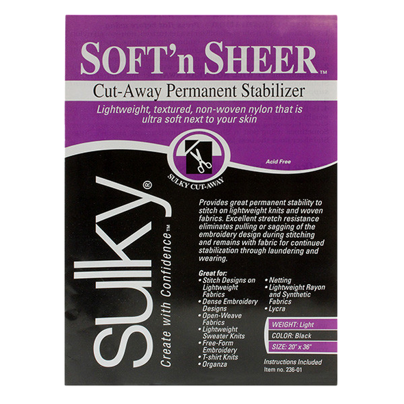 Sulky Soft 'n Sheer Stabilizer - Black - 20'' x 1 yd. Pkg