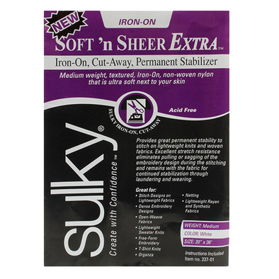Sulky Soft 'n Sheer Extra Stabilizer - White - 20'' x 1 yd. Pkg