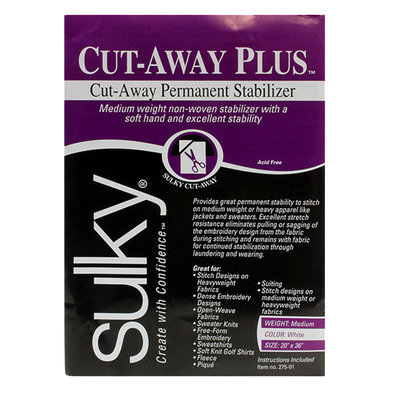 Sulky Cut-Away Plus™ Stabilizer - White - 20'' x 1 yd. Pkg