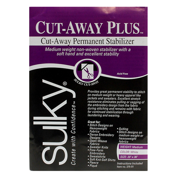 Sulky Cut-Away Plus™ Stabilizer - White - 20'' x 1 yd. Pkg
