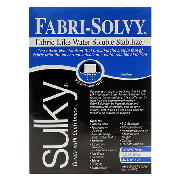 Sulky Fabri-Solvy Stabilizer - White - 20'' x 1 yd. Pkg