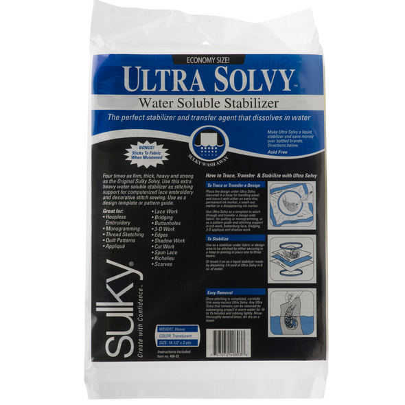 Sulky Ultra Solvy Stabilizer - Translucent - 19.75'' x 3 yd. Pkg