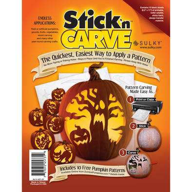 Stick ' n Carve - ValuePack (10 Sheets) + 10 Free Pumpkin Patterns