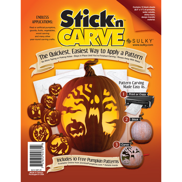 Stick ' n Carve - ValuePack (10 Sheets) + 10 Free Pumpkin Patterns