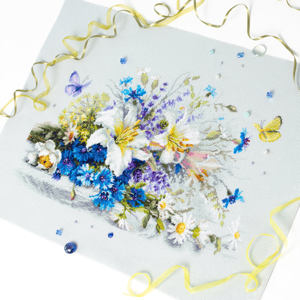 Lilies and Cornflowers Cross Stitch Kit by Magic Needle