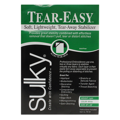 Sulky Tear-Easy Stabilizer - White - 20'' x 1 yd. Pkg