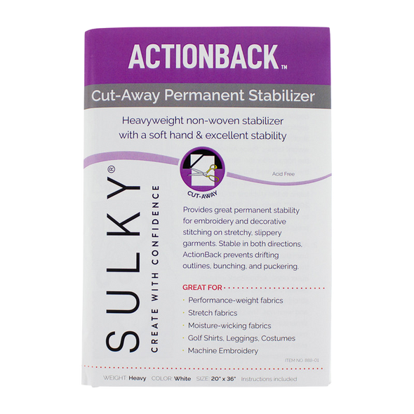 Sulky ActionBack Stabilizer - White - 20" x 1 yd. Pkg.