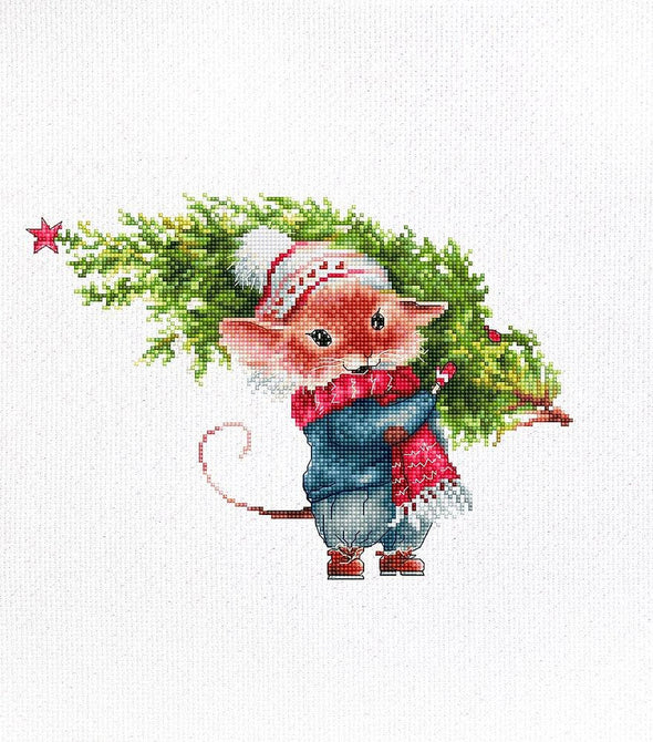 Mouse with Fir Tree Cross Stitch Kit by Luca-S