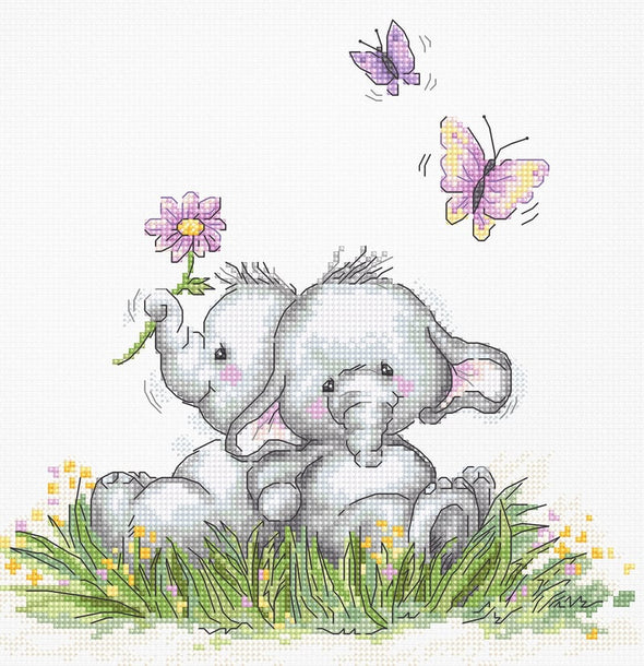 Elephant Couple Cross Stitch Kit by Luca-S