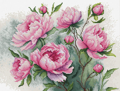 The Charm of Peonies Cross Stitch Kit by Luca-S