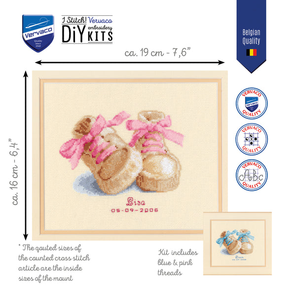 Baby Shoes Cross Stitch Kit by Vervaco
