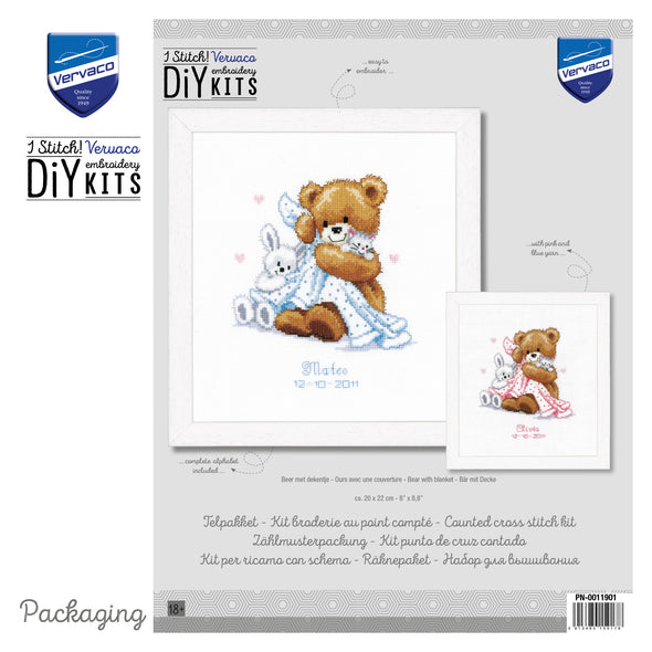 Bear with a Blanket Cross Stitch Kit by Vervaco