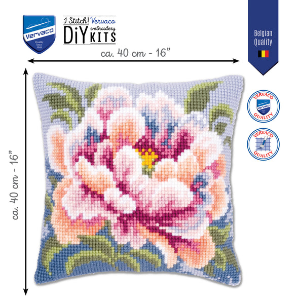 Camellia Cross Stitch Cushion Kit by Vervaco
