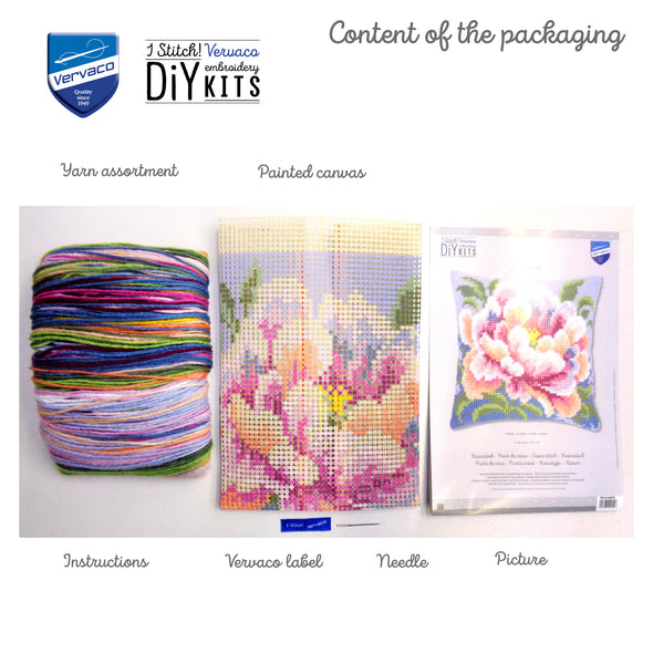 Camellia Cross Stitch Cushion Kit by Vervaco