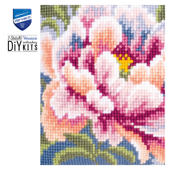 Camellia Cross Stitch Cushion Kit by Vervaco