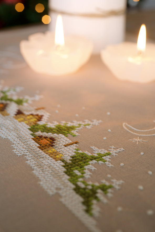 Village in the Snow Cross Stitch Table Runner Kit by Vervaco