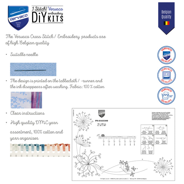Vervaco embroidery kit packaging with product details and branding.