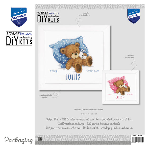 Sweet Bear Cross Stitch Kit by Vervaco