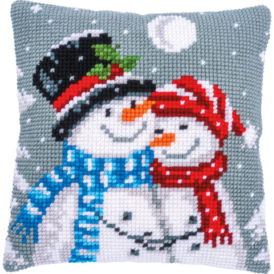 Snowmen Cross Stitch Cushion Kit by Vervaco