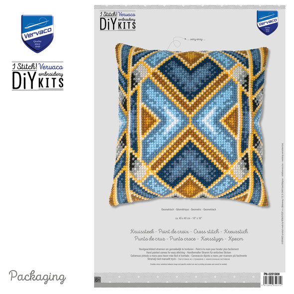 Geometric Cross Stitch Cushion Kit by Vervaco