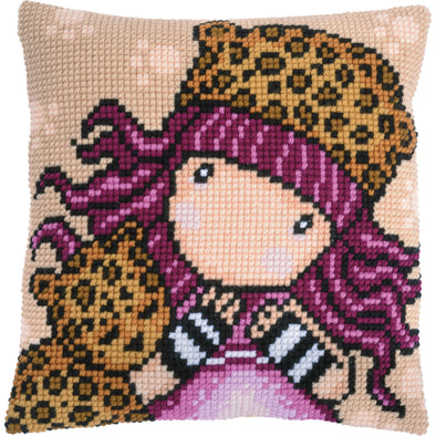 Gorjuss Purrrrrfect Love Cross Stitch Cushion Kit by Vervaco