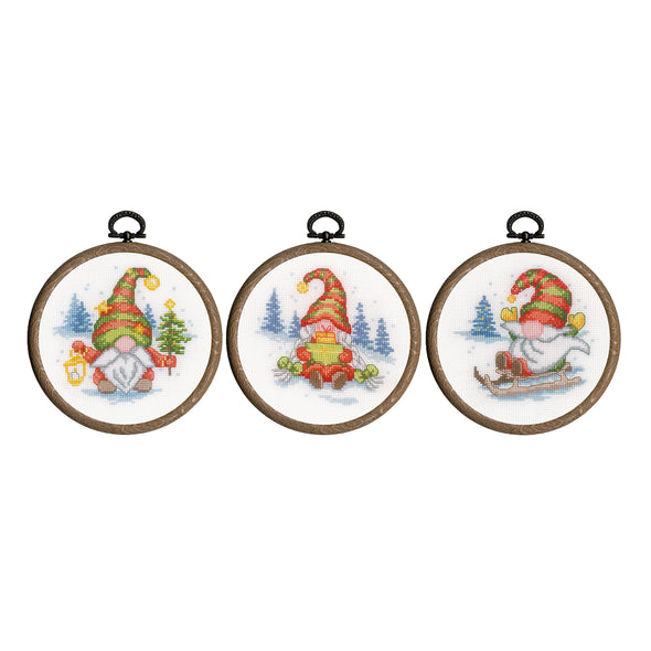 Miniature kit Gnomes set of 3 Cross Stitch Kit by Vervaco