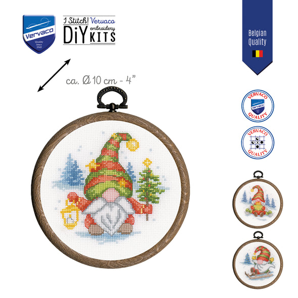 Miniature kit Gnomes set of 3 Cross Stitch Kit by Vervaco