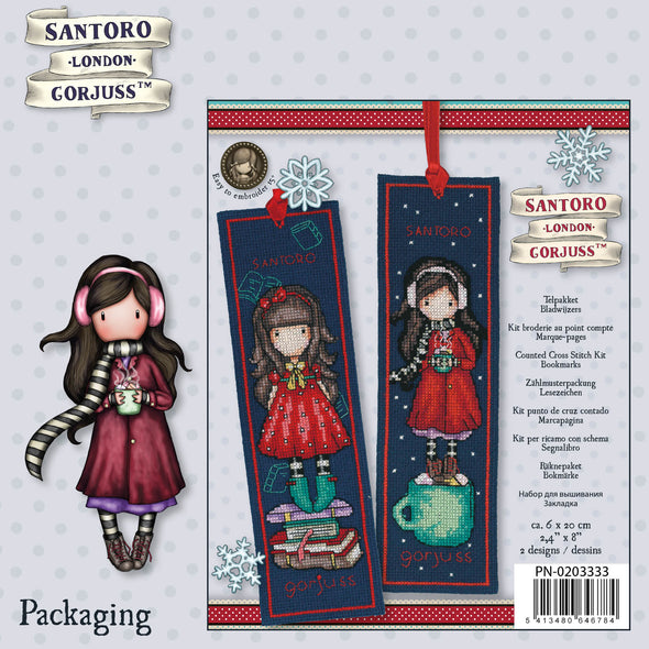 Gorjuss set of 2 Cross Stitch Bookmark Kit by Vervaco