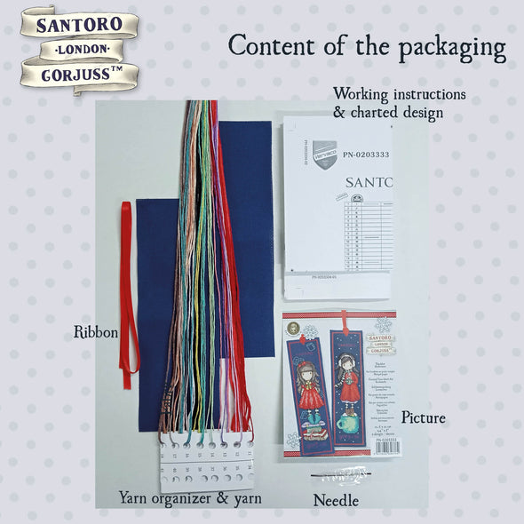 Gorjuss set of 2 Cross Stitch Bookmark Kit by Vervaco