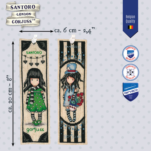 Gorjuss set of 2 Cross Stitch Bookmark Kit by Vervaco