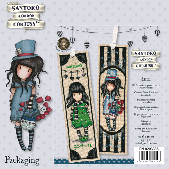 Gorjuss set of 2 Cross Stitch Bookmark Kit by Vervaco