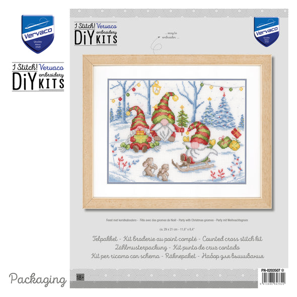 Party with Gnomes Cross Stitch Kit by Vervaco