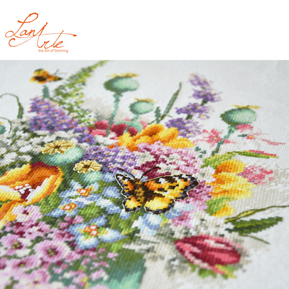 Flower Power Bouquet Cross Stitch Kit by Lanarte
