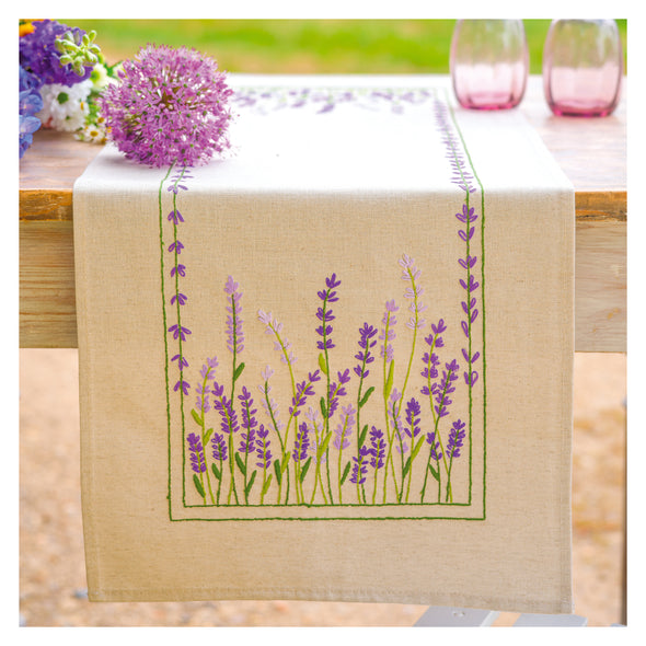 Lavender Cross Stitch Table Runner Kit by Vervaco