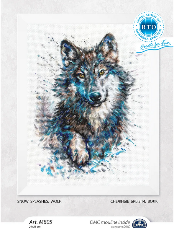 Snow Splashes. Wolf Cross Stitch Kit by RTO