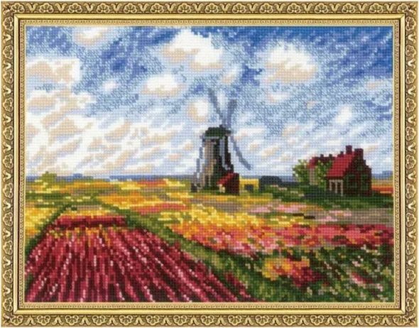 Tulip Field after C. Monet's Painting Cross Stitch Kit by Riolis