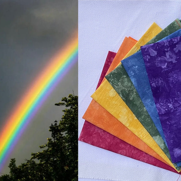 Rainbow Set of 6 AIDA Hand Dyed Fabrics